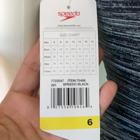 Speedo Women's One Piece Modest Spacedyed Black Gray Swimsuit NEW - Picture 6 of 6